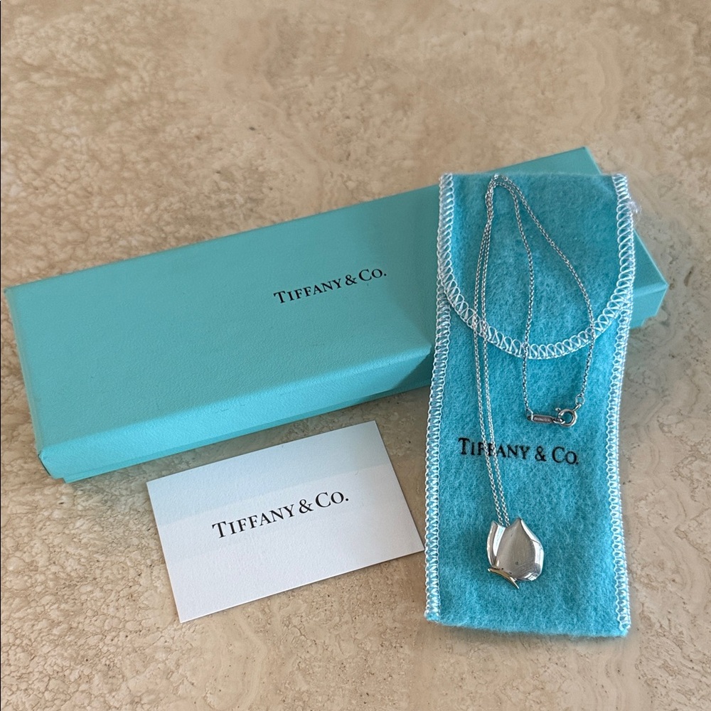 Tiffany & Co. 18K Gold & Sterling Pendant Butterfly Necklace